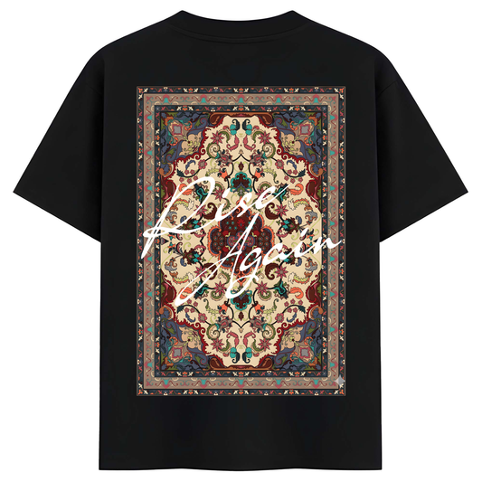 Rise Again Printed Cotton Tee for Men – Black Oversized Graphic T-Shirt