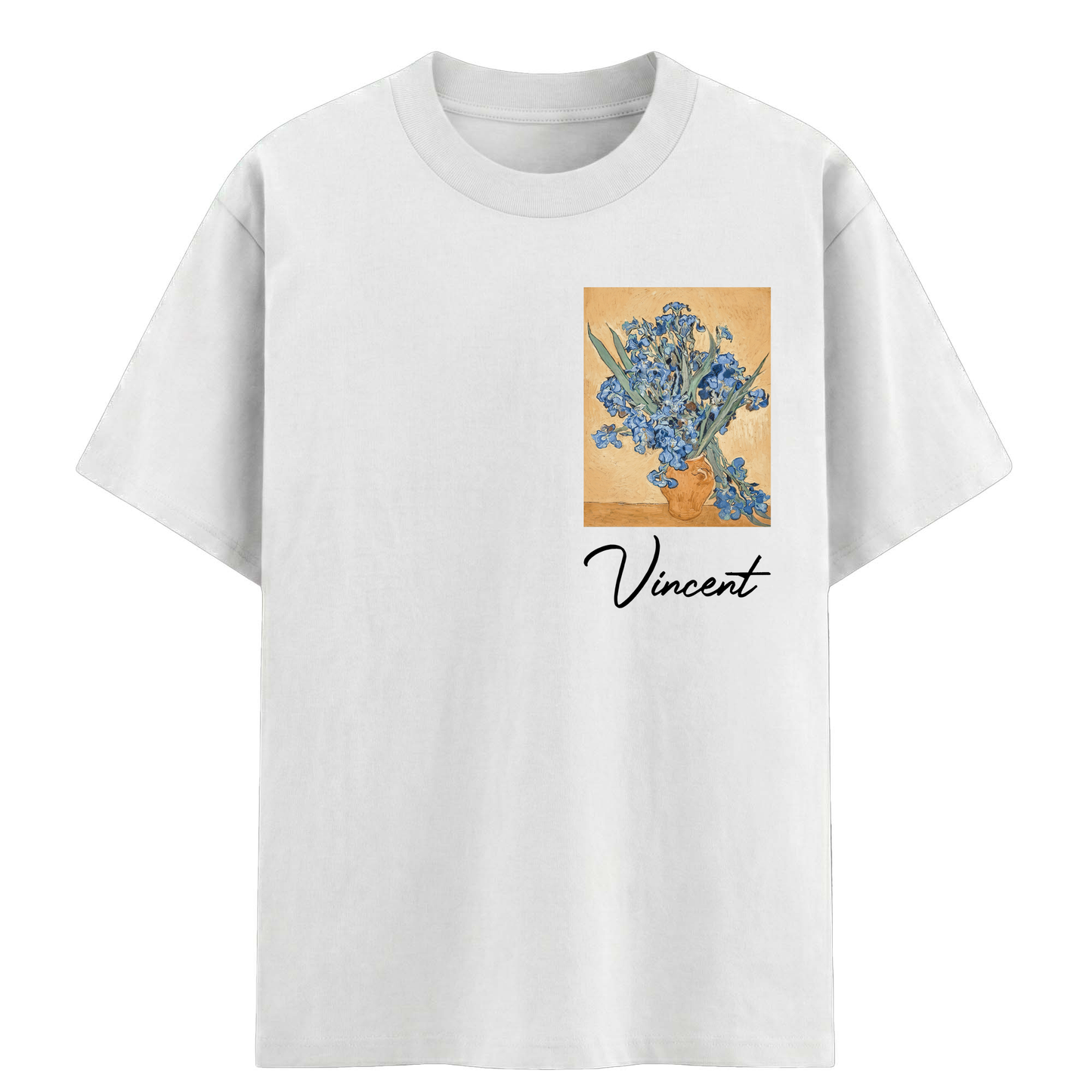 Vincent Van Gogh Art Printed Cotton Tee | White Oversized Graphic T-Shirt